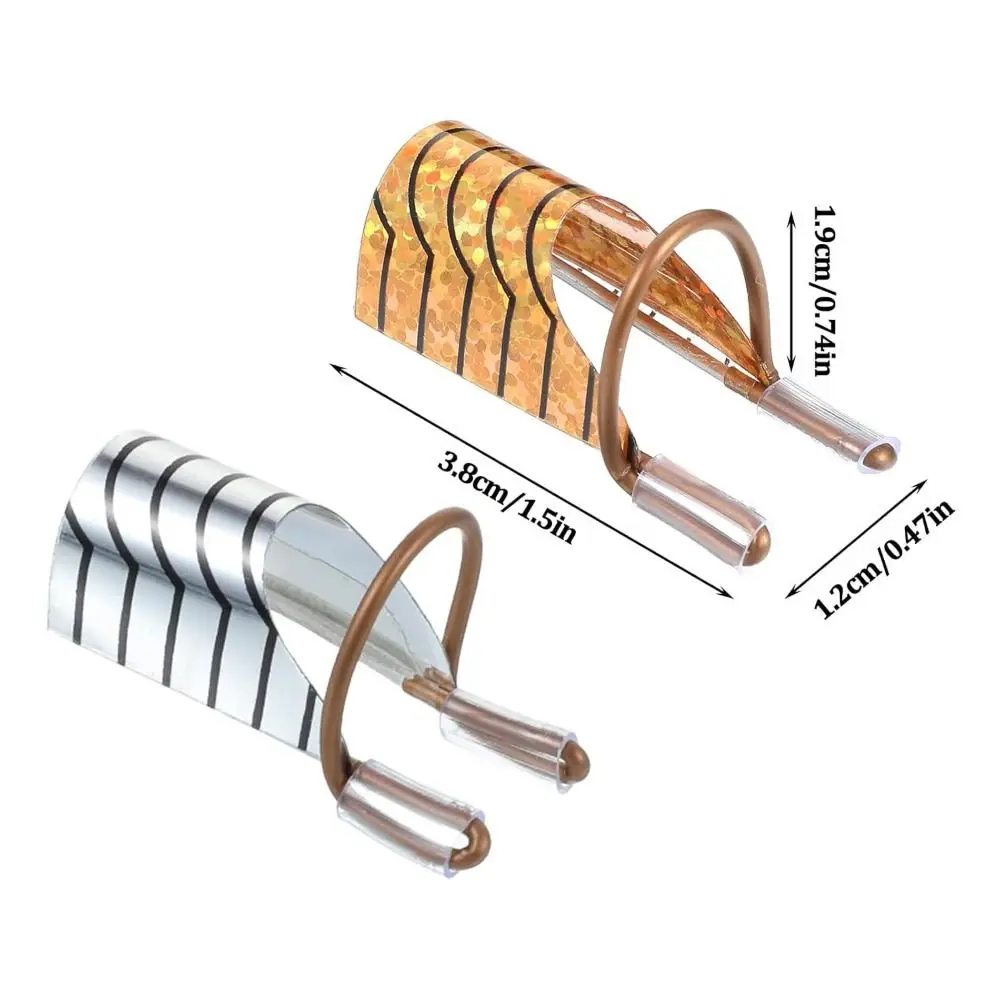 5 個再利用可能なネイルフォーム柔軟な調整可能なアクリル UV ジェルプロテクターゴールドカラーシルバーカラー UV ジェルマニキュアヒントフォーム