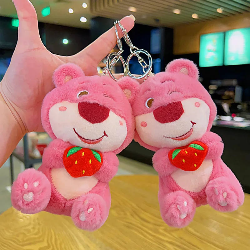 Strawberry Winking Bear Cute Doll Pendant Plush Toy Wholesale Cartoon Keychain Pendant