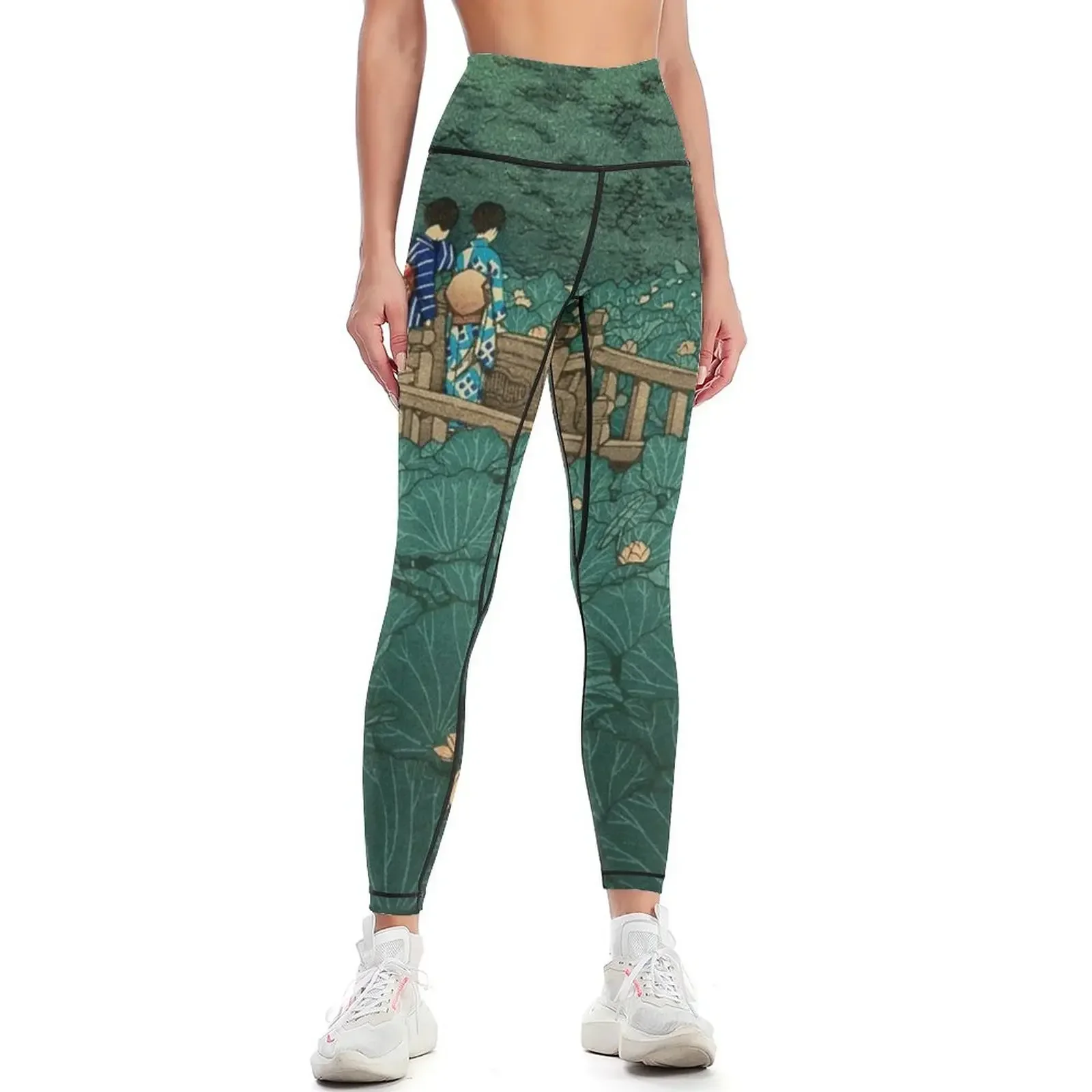 

Shiba Benten ike - Hasui Kawase Leggings sport pants workout clothes for gym top gym clothing Womens Leggings