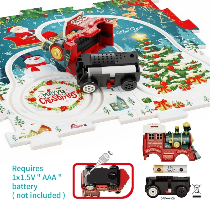 

Toddlers Christmas Train and Track Playset Educational Puzzle Toy Electric Train 1560
