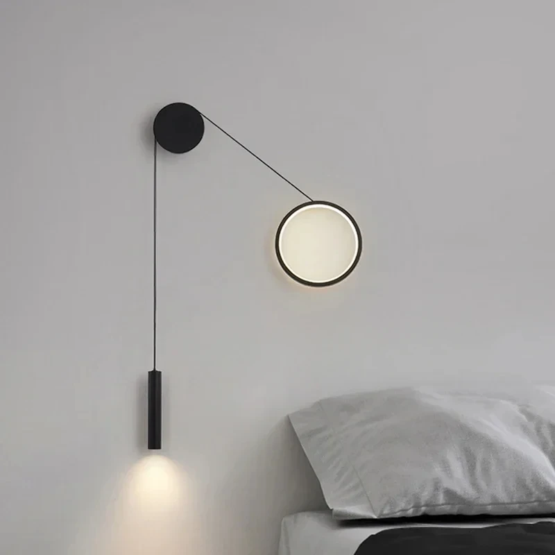 

Minimalist Simple LED Wall Lighs Modern Black Bedside Wall Scone Interior Background Wall Decor Light Fixtures