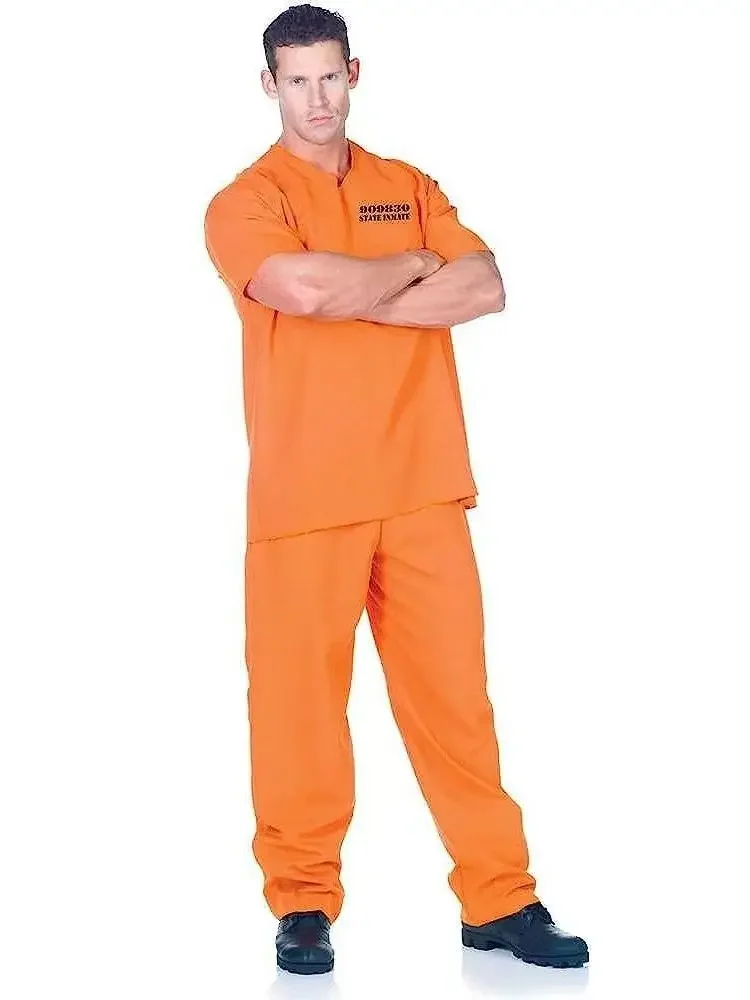 مزيج السجن البرتقالي للرجال البالغين، زي الهالوين، إكسسوارات أزياء أكمام سلفي، أزياء تنكرية IX