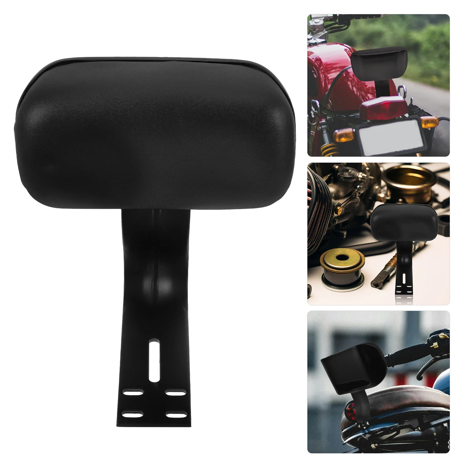 

Motorcycle Backrest Passenger Cushion Steel Sponge Faux Comfortable Easy Install Rear Seat Pad Anti-Slip Stable Fit