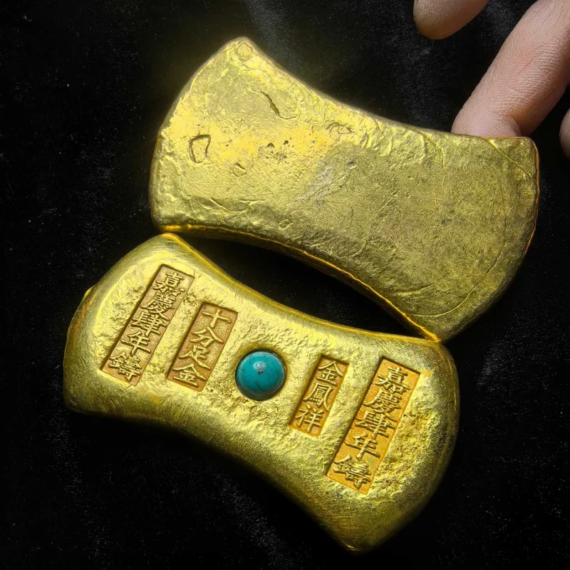 Crafts gold ingots, gold bars, gold pieces made of brass, not gold, Yongzheng Seven brass material J19