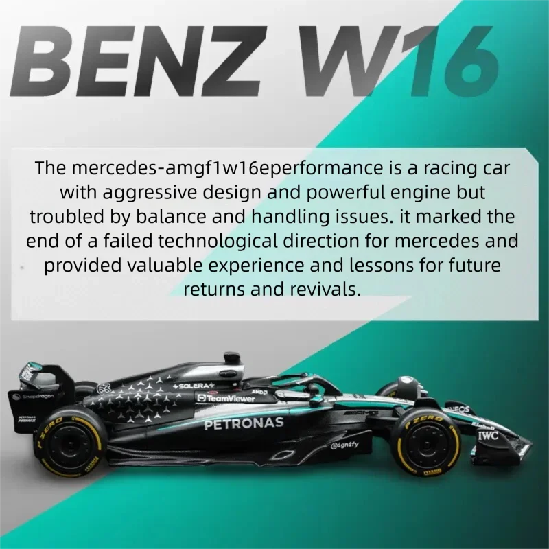 Bburago 1:43 Scale Mercedes-AMG F1 W15 W16 Formula 1 Racing Car Diecast Alloy Model Simulation Vehicle Collectible Gift for Kids view 4