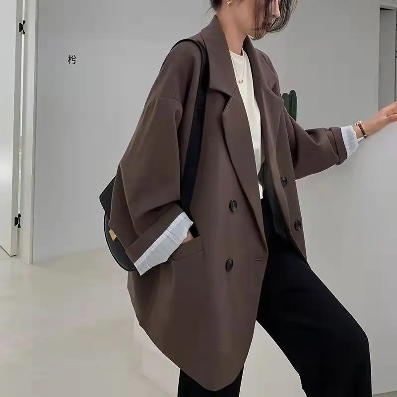 Spring New Women's Elegant Korean Style Suit Jacket with Versatile Design and Loose Collar Suitable for Office Work Blazer Women