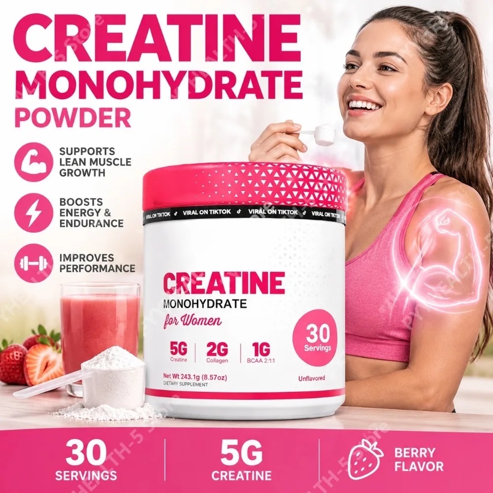 Creatine Monohydrate Powder with Hydrolyzed Collagen Support Workout Performance Muscle Recovery & Energy Levels Sugar‑Free 240g