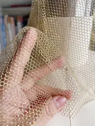 Glitter Gold Big Gird Tulle Fabrics Soft Wedding Decoration Curtain Clothing Mesh Layout Yarn Net DIY Sewing Material