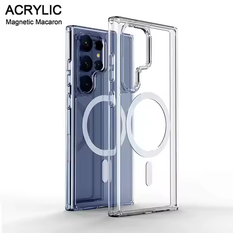 Official Original Magnet Clear Case For Samsung Galaxy S24 S21 S23 Fe S22 Plus S24 Ultra Z Flip Fold 6 5 4 3 Magsafe Cover