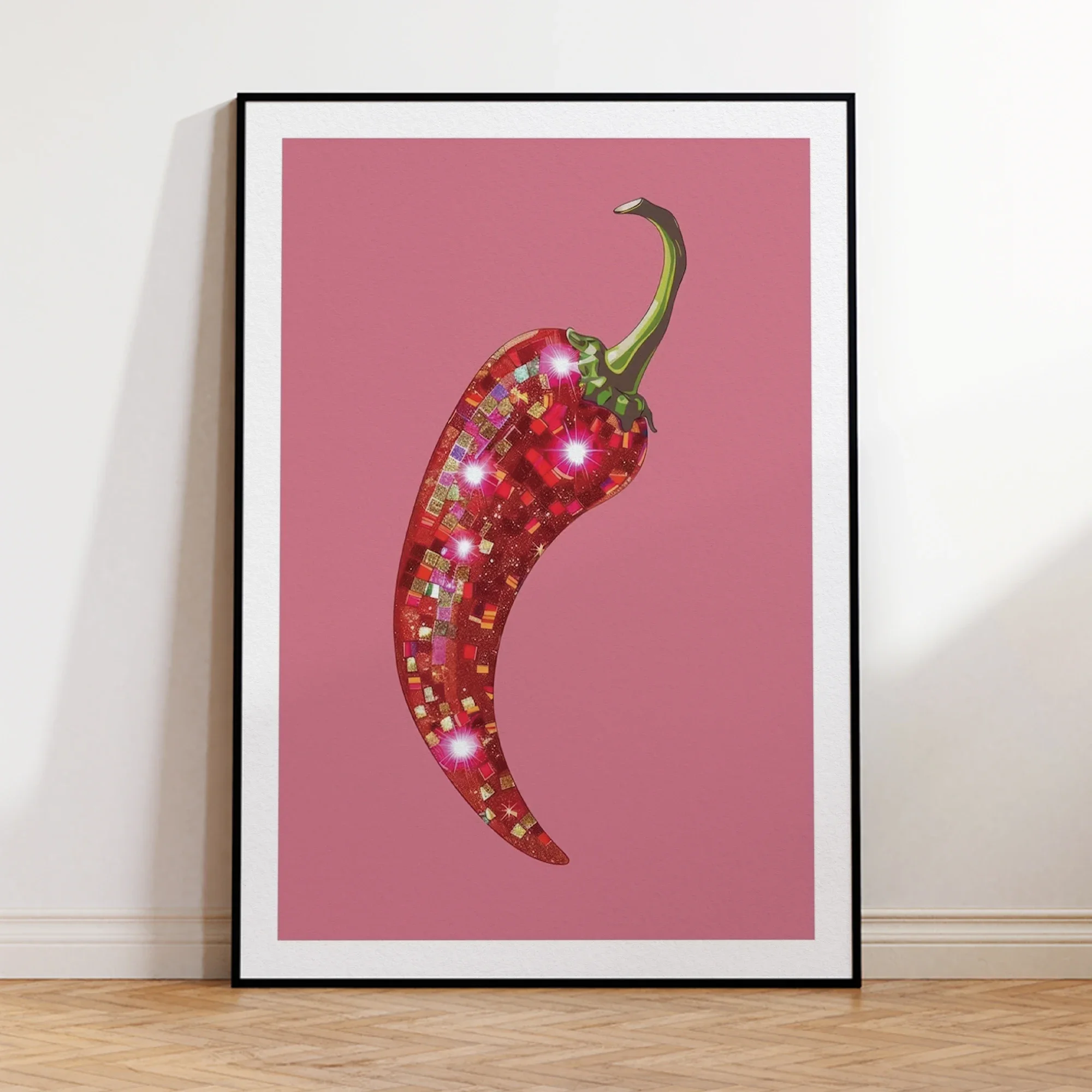 Glitter Disco Ball Red Pepper Wall Art Prints Canvas Painting Poster Picture For Living Bedroom Home Decor