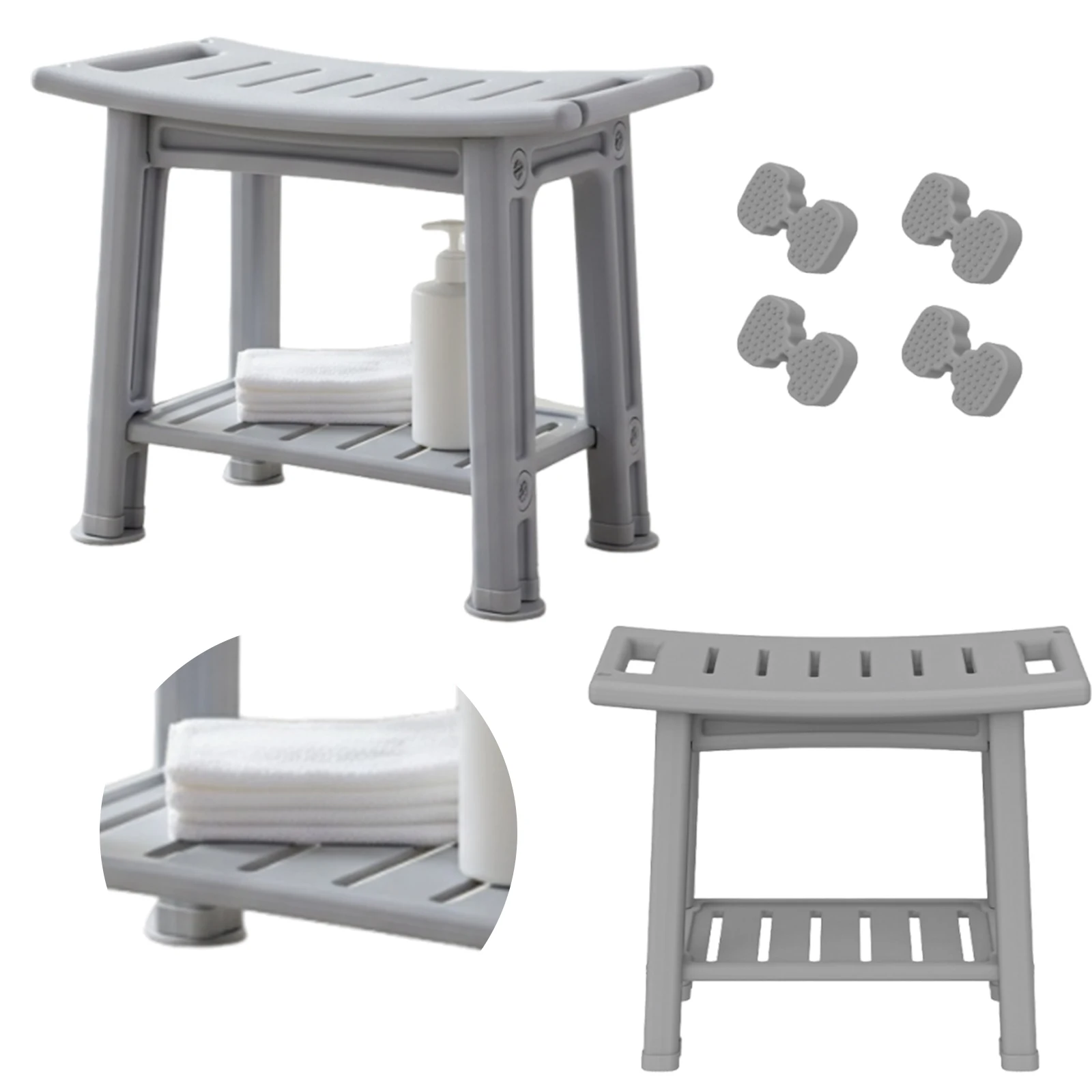 

Пластиковый стул для душа с ручками и держателем для душевой лейки, регулируемые ножки, для пожилых людей и беременных женщин