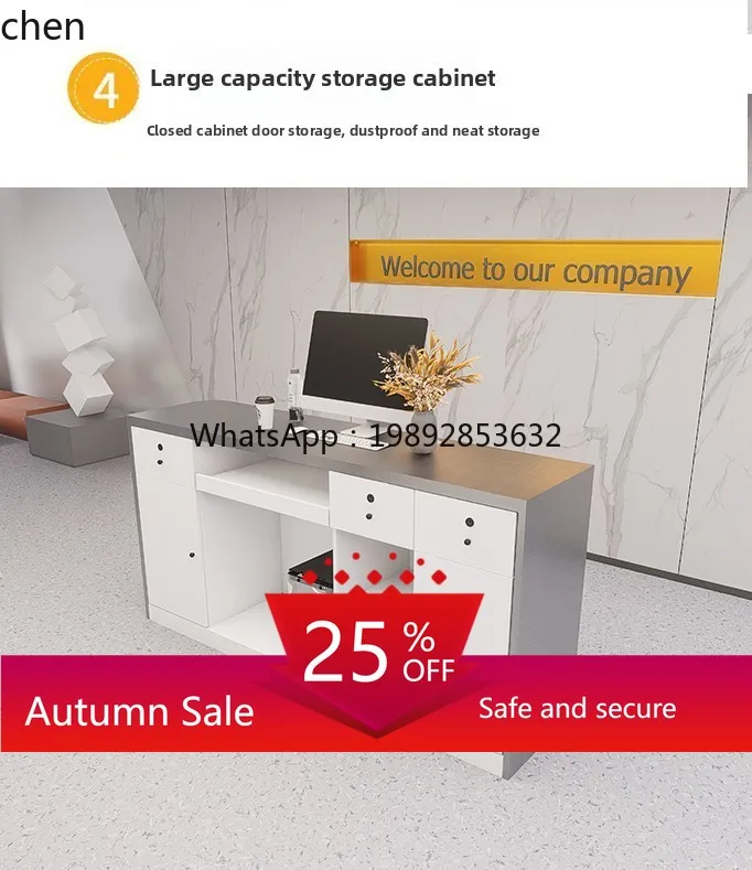 

Stainless Steel Clothing Store Cashier Desk Hair Salon Company Dance Reception Desk