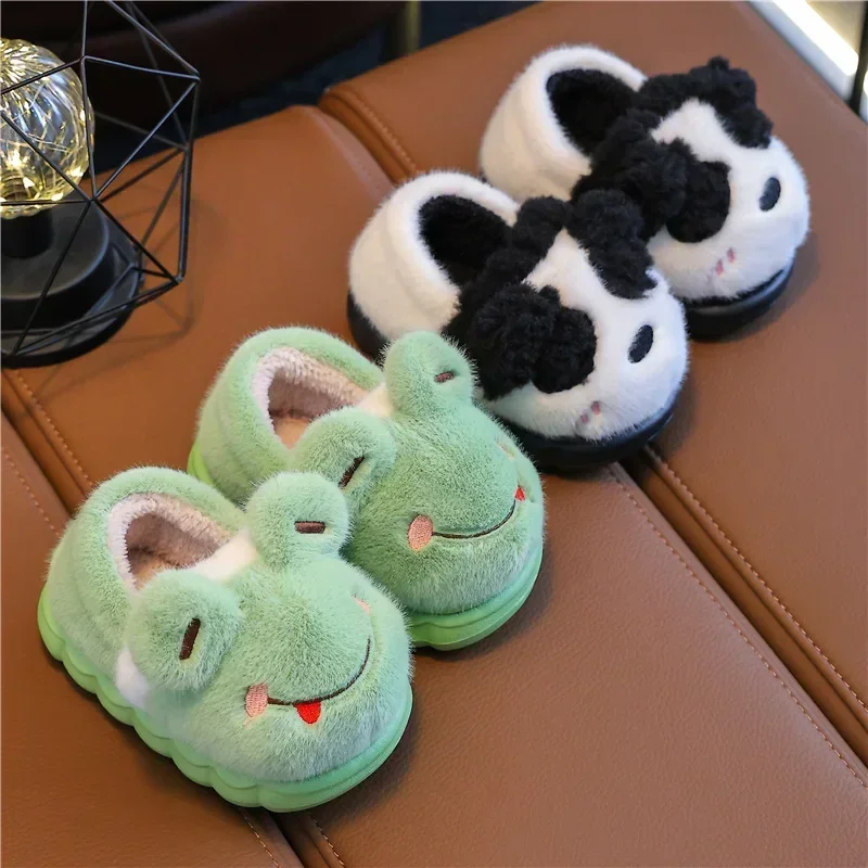 Baby Warm Cotton Shoes Autumn Winter New Boys Girls Cartoon Animal Cotton Slippers Non Slip Comfortable Soft Sole Plush Slippers