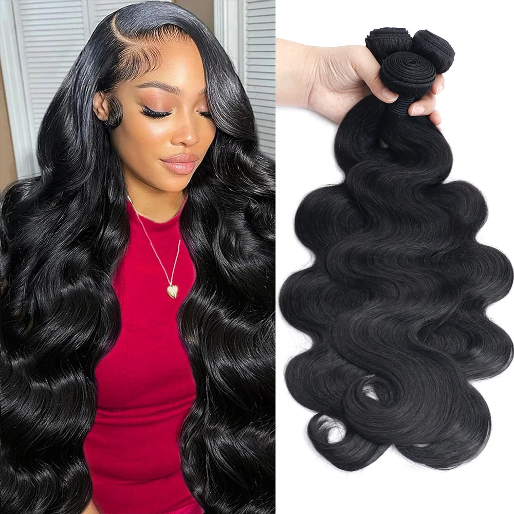 Bundles brésiliens de vague de corps de cheveux humains, double trame, extensions de cheveux humains Remy, 10-40 amaran, 1, 3, 4 faisceaux