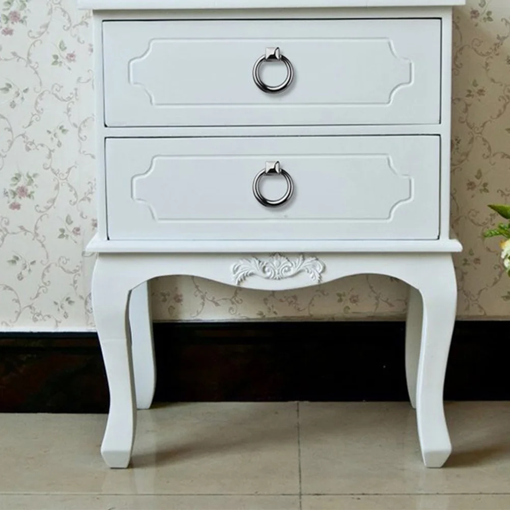 

10pcs Round Drawer Pull Handle Silver Modern Cabinet Knob For Drawer Cupboard Wardrobe Door Bin Storage Ring Pull