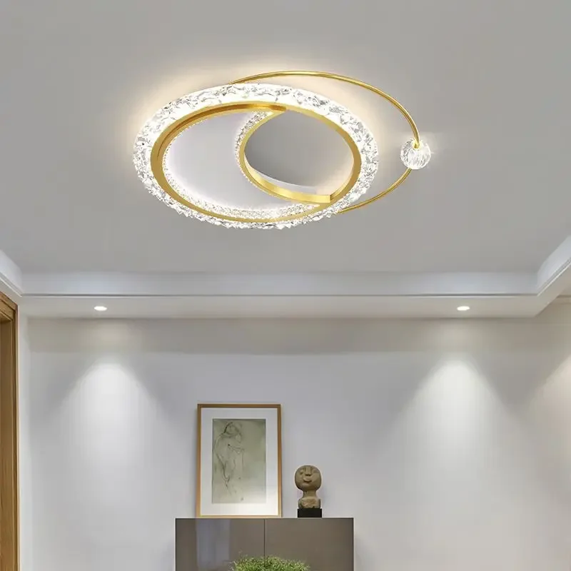 Moderno led brilho acrílico luzes de teto minimalista lustres ouro sala estar jantar quarto lâmpadas decoração casa luminárias