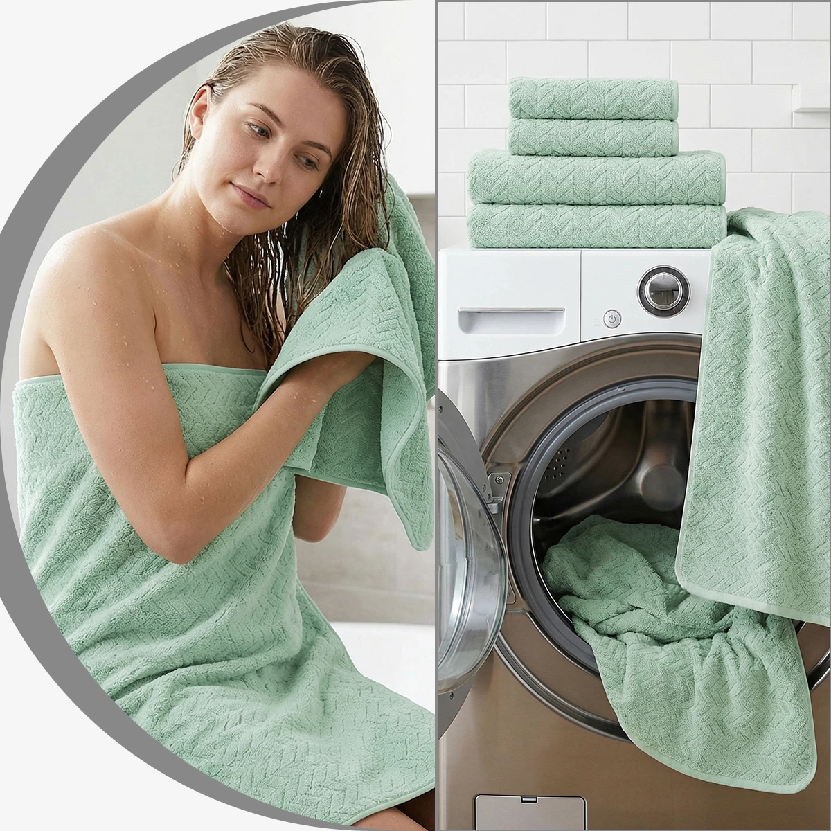 12‑Piece Towel Set, 2 Bath Towels + 4 Hand Towels + 6 Face Towels, Soft & Comfortable, High Water Absorbency, Bathroom Towels