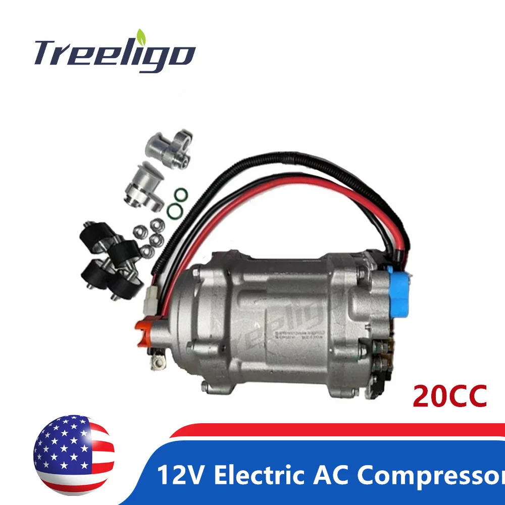 Treeligo 12V Automobile Electric Scroll Air Conditioner Compressor 20CC Car A/C air conditioning Compressore with control panel