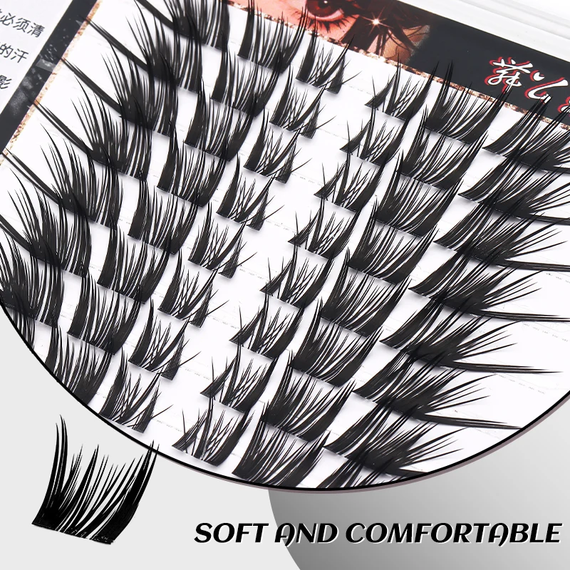 DINGSEN 6/8 Reihen Segmentierte Wimpernbündel DIY Wimpern-Set Dicke Falsche Wimpern Wispy Lash Cluster Kits Manga Falsche Wimpern – Detail 4