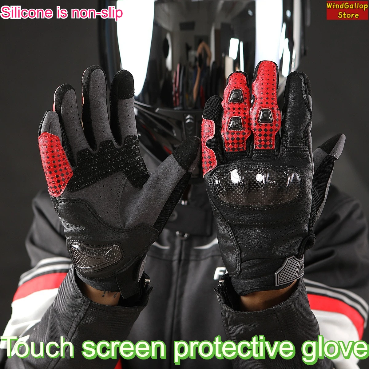 Summer carbon fiber motorcycle gloves touch screen men women Motorcycle  riding equipment outdoor protective breathable gloves