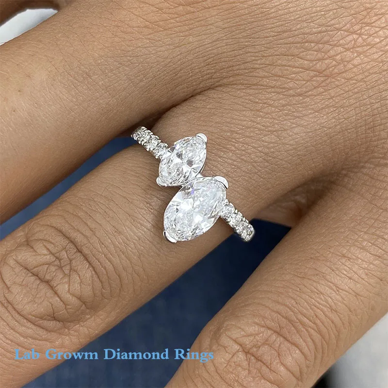 Platinum 950 1.7ctw DEF VS-VVS Oval Lab Grown Diamond Double Diamonds Pave Engagement Ring No IGI