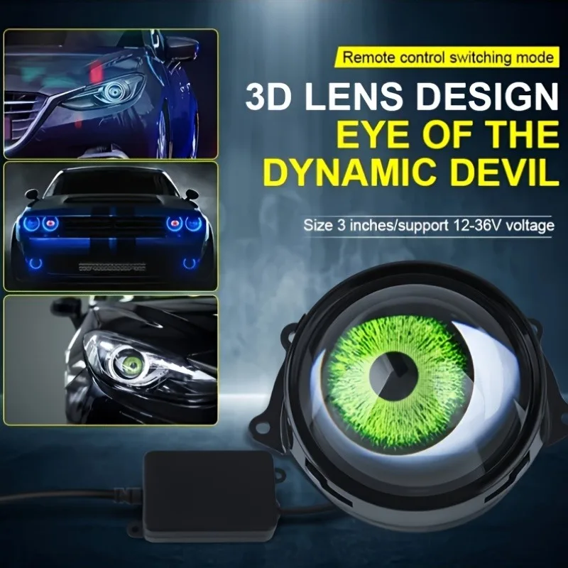 2PCS LED Devil's Eyes Car Lights 33 Modes Demon Eye Kit 12-36V Plug-in/Hardwired RGB No Laser Car Exterior Interior Mods Lights