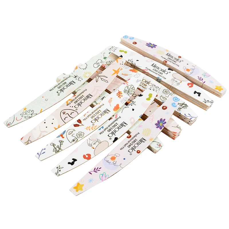 ตะไบเล็บไม้หนา10ชิ้นกระดาษทรายสีสันสดใสตะไบเล็บ100/120/180/240อุปกรณ์ทำเล็บบัฟเฟอร์ขัดแบบมืออาชีพ