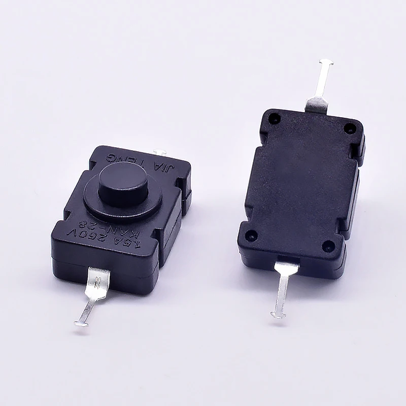 5 KAN-28 1.5A250V Flashlight Switch Self-locking SMD Button Copper Foot Test Press One Open Close