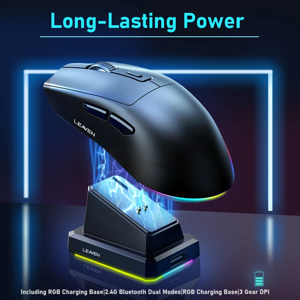 2.4G RGB Backlit Wireless Bluetooth Gaming Mouse Dual-Mode DPI Adjustable Rechargeable Mouse With Charging Dock For PC Computer