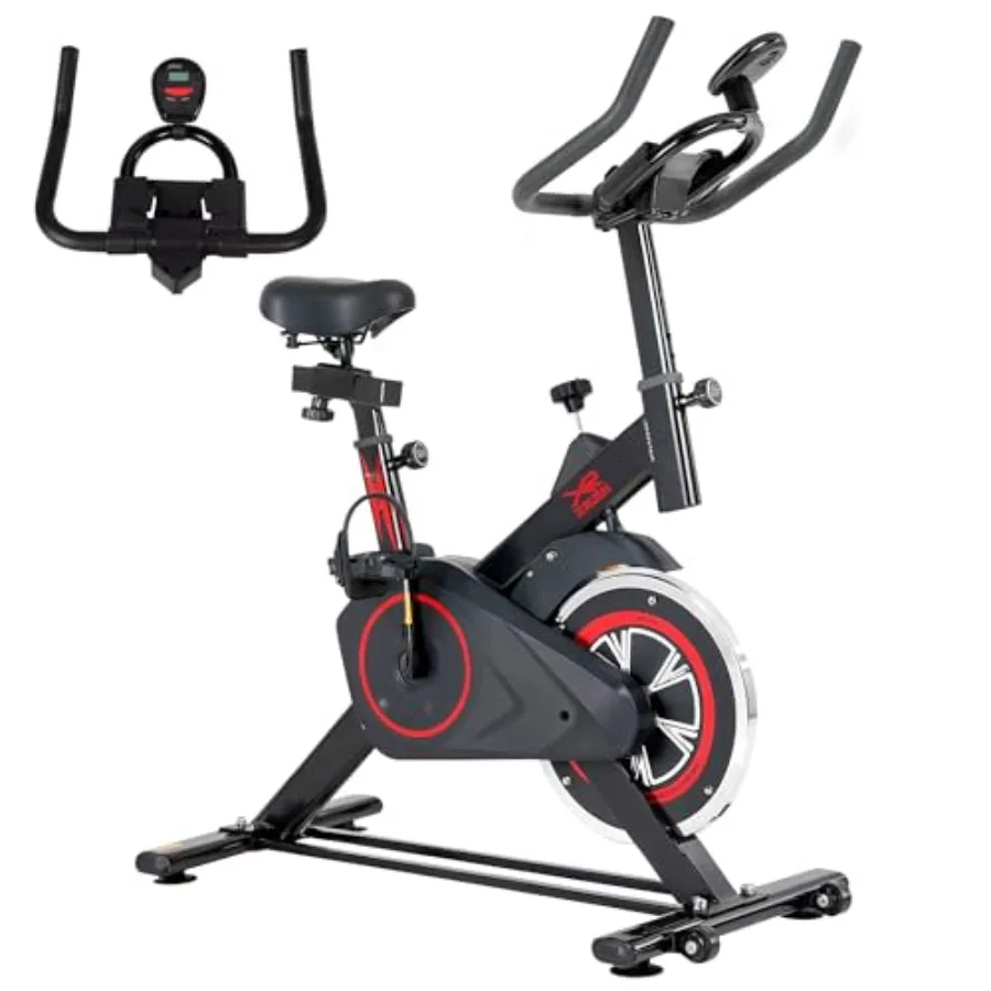 

Велотренажер для домашних тренировок с бесшумным ременным приводом, регулируемым сиденьем, регулировкой нагрузки, LCD-дисплеем и держателем для iPad, нагрузка до 120 кг