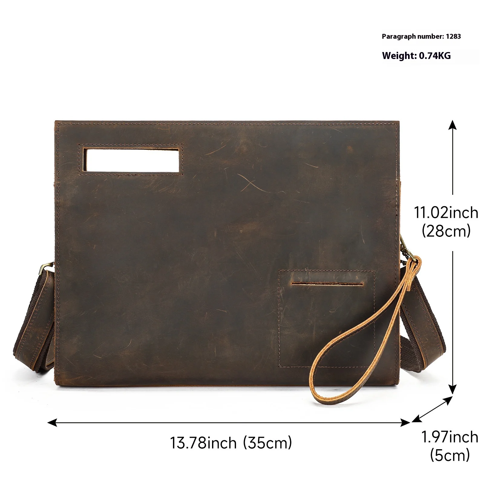 Bolsa de ombro masculina de couro vintage Bolsa crossbody casual