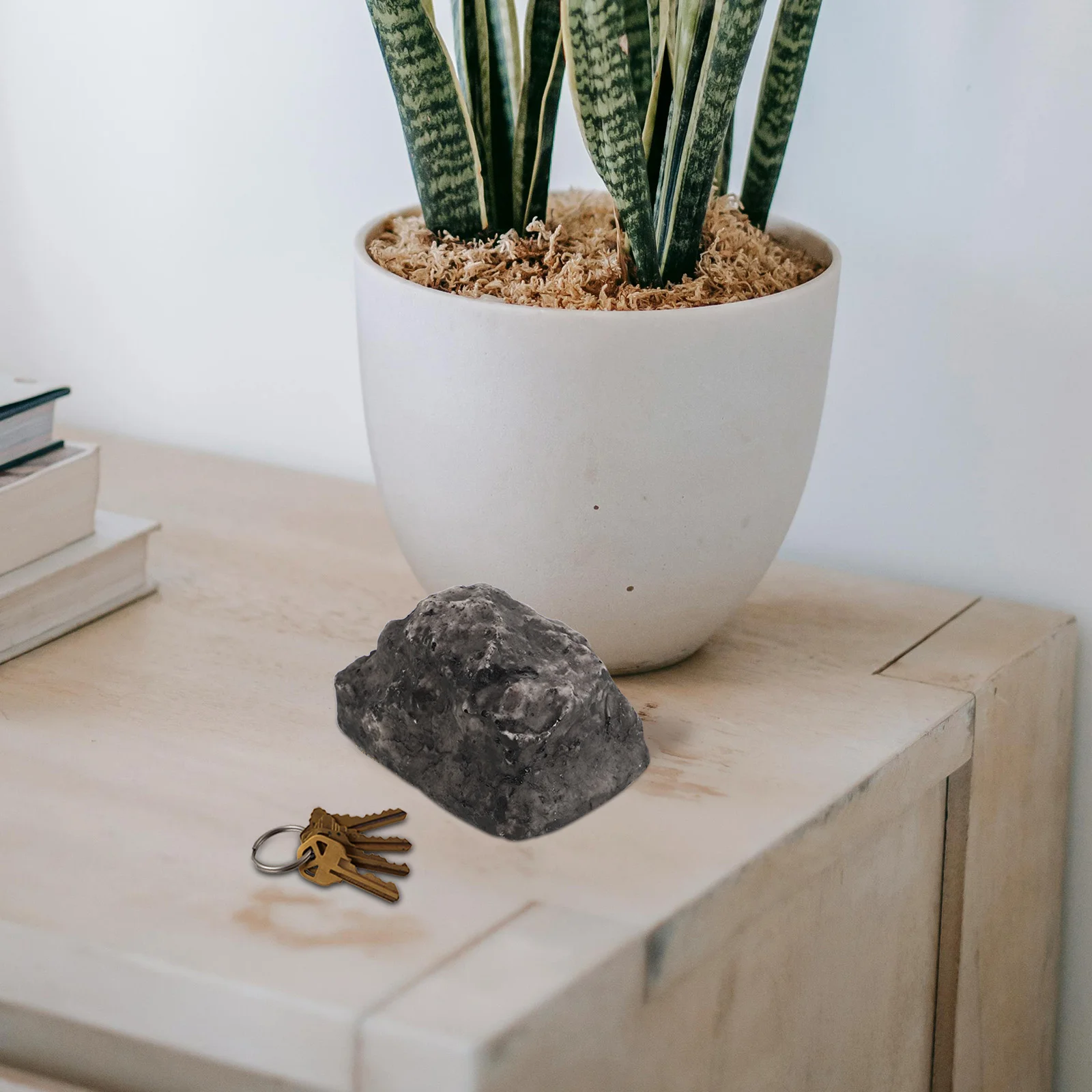 Stone-type Resin Key Box Hidden Storage Case Artificial Stone Key Hider Key Holder (Stone Cover + Stopper)