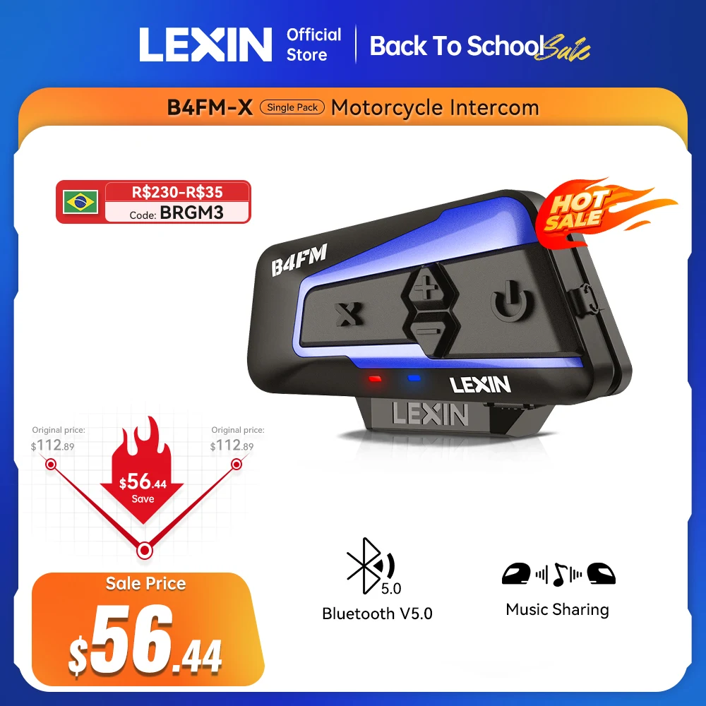 Marca lexin LX-B4FM-X para 10 pilotos intercom motocicleta capacete bluetooth fones de ouvido bt moto intercomunicador com rádio fm