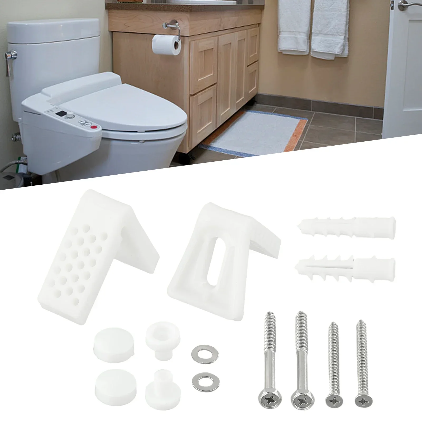 Kit di fissaggio per viti per WC da bagno nuovissimo Bulloni angolati Acciaio inossidabile argento 1 set Kit di fissaggio Bulloni per padella
