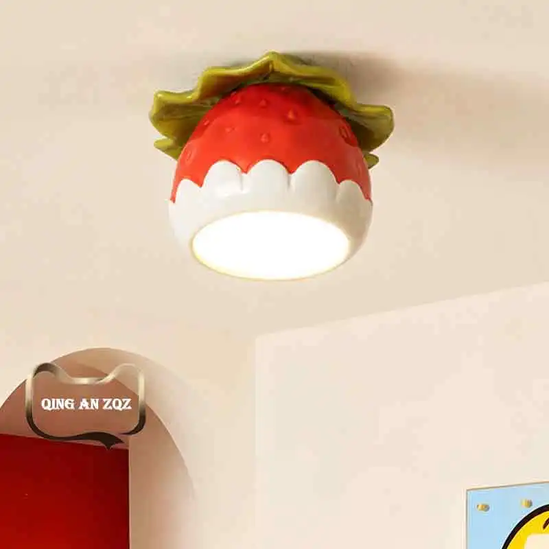 Strawberry Aisle Ceiling Lamps Red Pink Ceramic Cup Lamp Dopamine Home Children's Room Living Room Porch Corridor Ceiling Lights