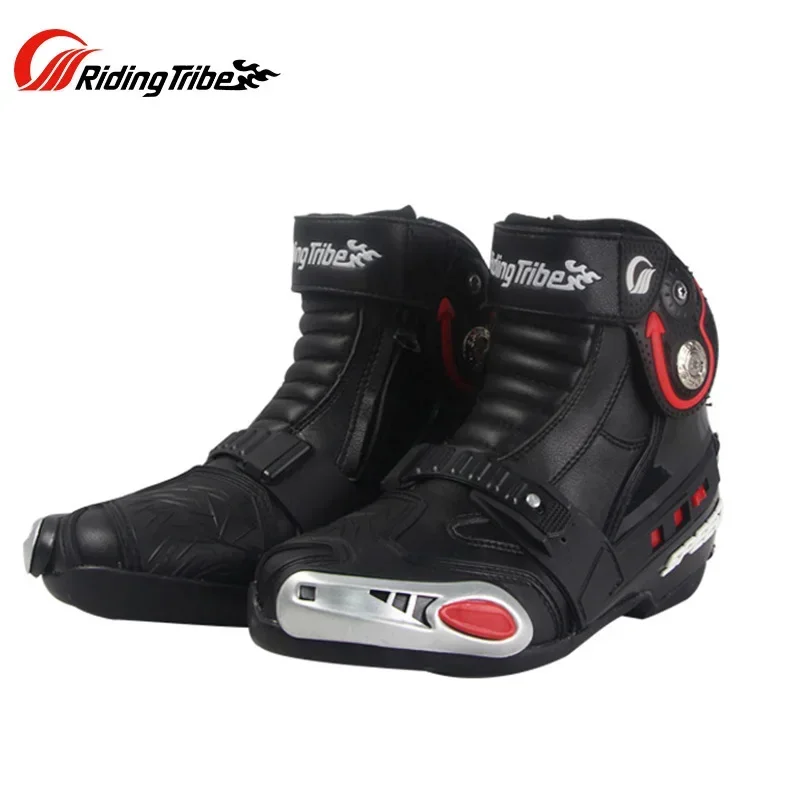 Riding Tribe Men Motorcycle Boots Motorbike Racing offroad Leather Waterproof Winterproof  Anti-skid Wear-resistant motor Shoes