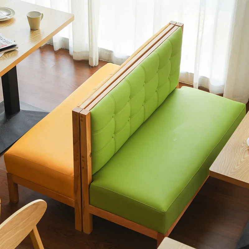 Solid Wood Cafe Bar Chair for Hotels for Milk Tea Shops Western Restaurants Clear Card Seat Sofa for Cold Drink Shops Rest Areas