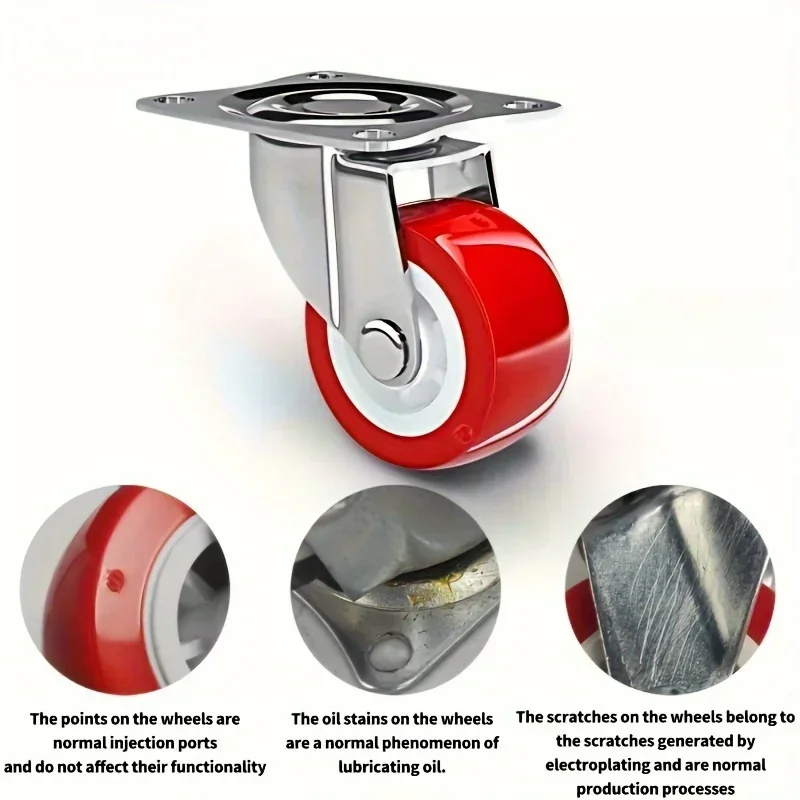 4 buah roda tugas berat, roda universal, roda putar bebas rem, perangkat keras furnitur