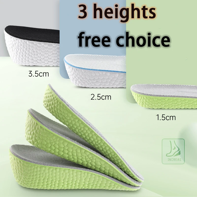 

Height Increasing Insoles For Men And Women Sneaker Heel Lift Memory Foam Soft Insole Heel shock absorbing half cushion cuttable