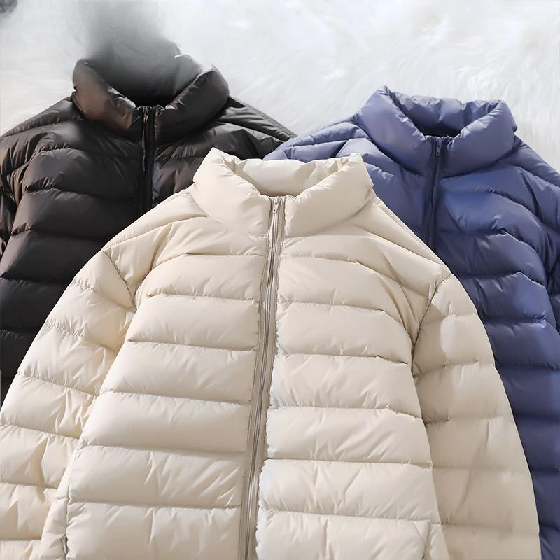 2023 Men Winter New Oversized Loose Short Overcoats Men Stand Collar Light Down Jacket Male White Duck Down Casual Coats H411