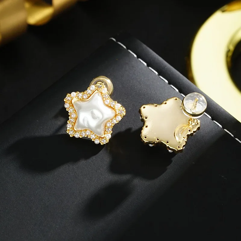 Simple Korean version of light luxury niche design light luxury high-end temperament five-pointed star stud earrings