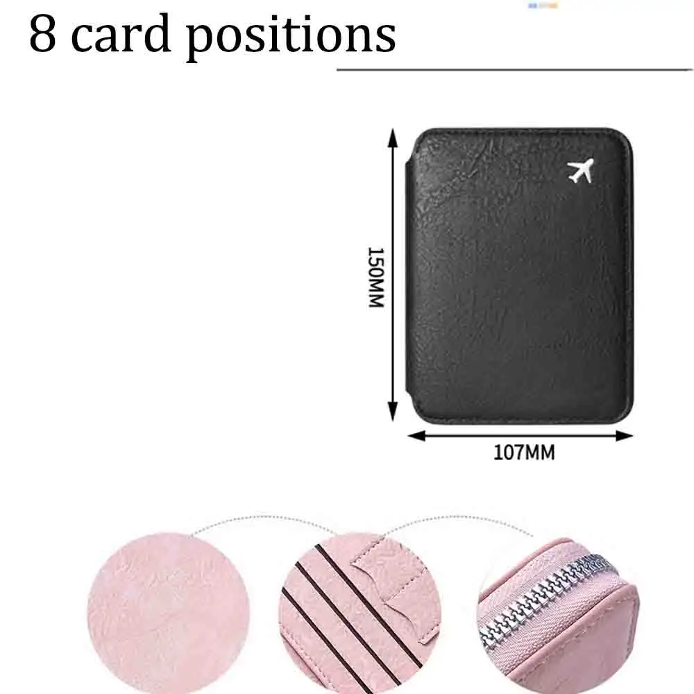 حزمة جواز سفر بشهادة سحاب، حزمة بطاقة تخزين تذكرة هوائية عالية السعة، حامل جواز سفر أنيق، مطار العمل #4