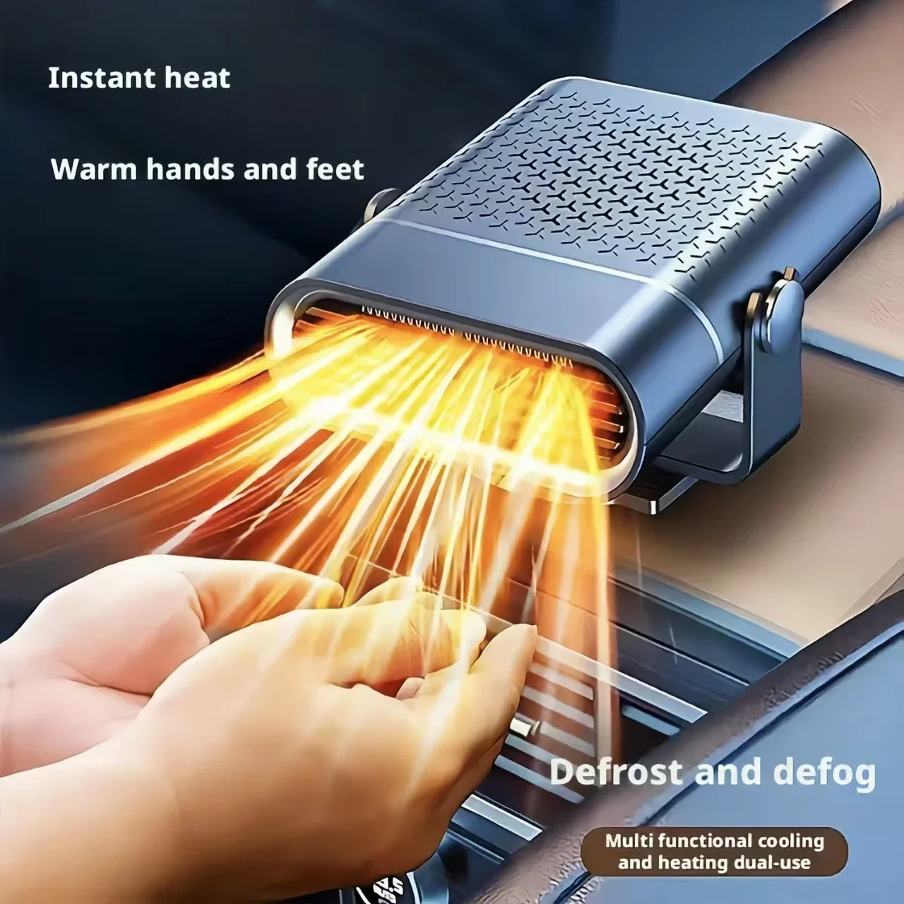 Car Heater Defroster Defogger 12V/24V Universal for Cars & Trucks 2-in-1 Cooling & Heating Quiet Operation Adjustable Angle view 2
