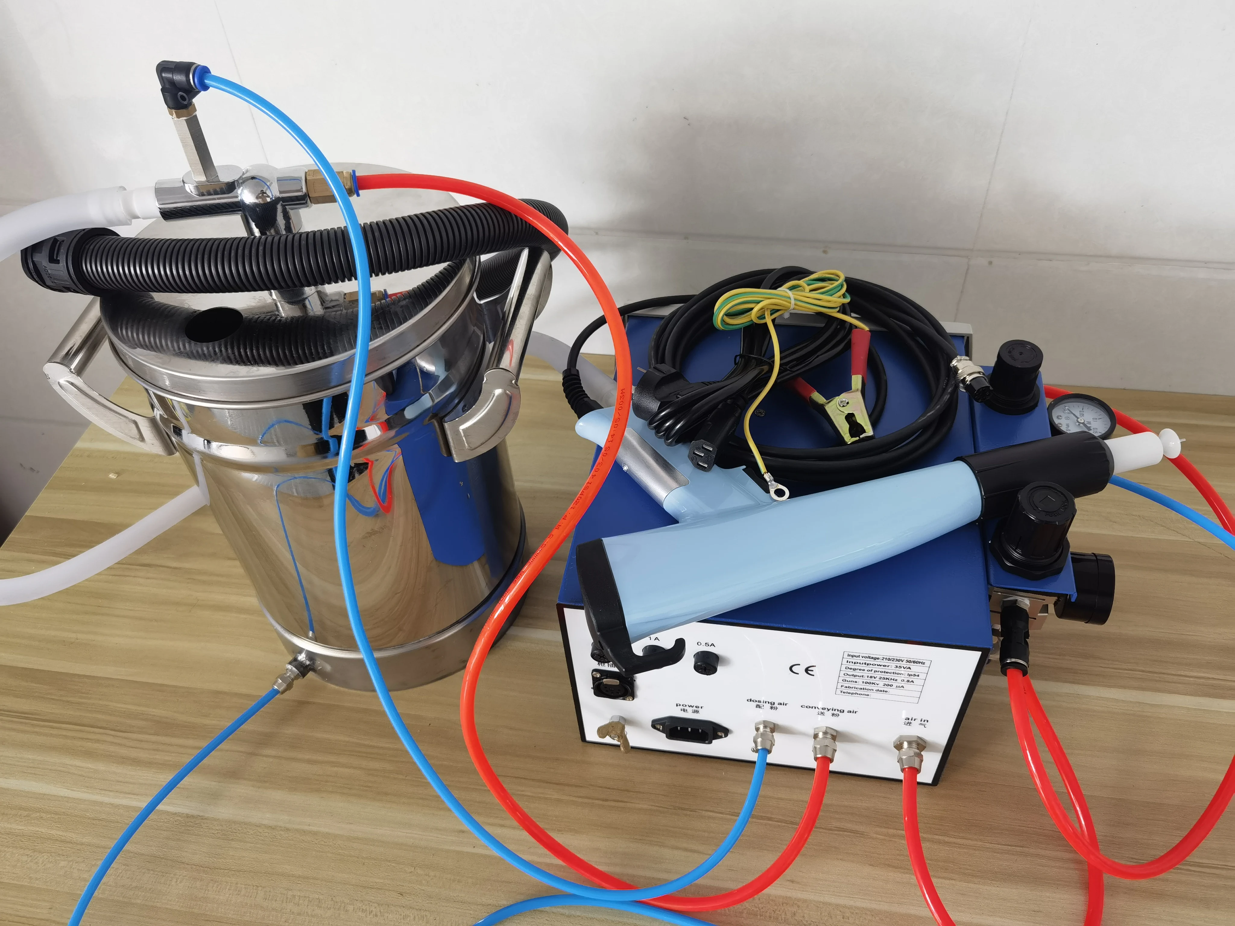 Lab Test Powder Coating Painting Machine Kit With Stainless steel bucket Powder Coating Spray Gun and 601 Painting Unit