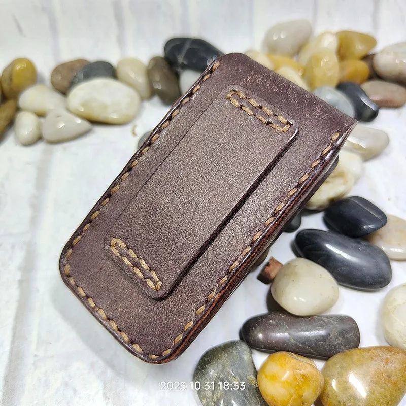 Blongk Leather Folding Glasses Box on Belt Cowhide Hand-made Foldable Glasses Case Small Waist Bag Fanny Pack Men Women DFD-ZD