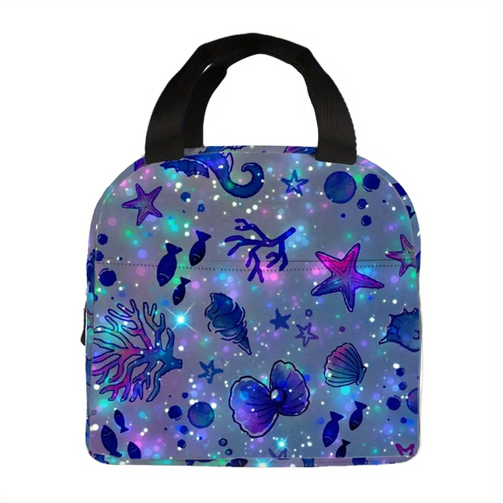 

Многоразовая изолированная сумка для обеда с ярким принтом морской жизни — портативный ланч-бокс из ткани Оксфорд большой емкости для работы
