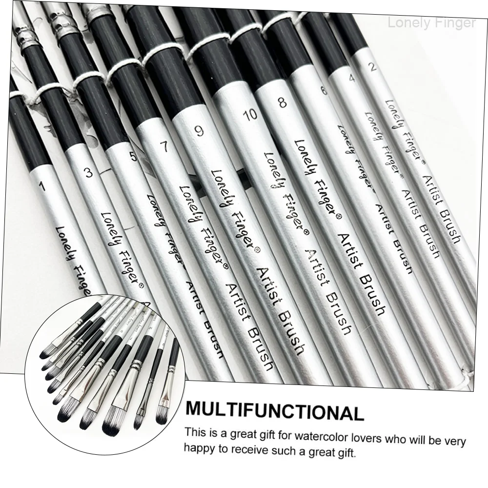 مجموعة فرش طلاء فيلبرت، 10 قطع فرشاة فنية لزيت الأكريليك بألوان مائية الغواش مجموعات رسم احترافية مع اصطناعي #5