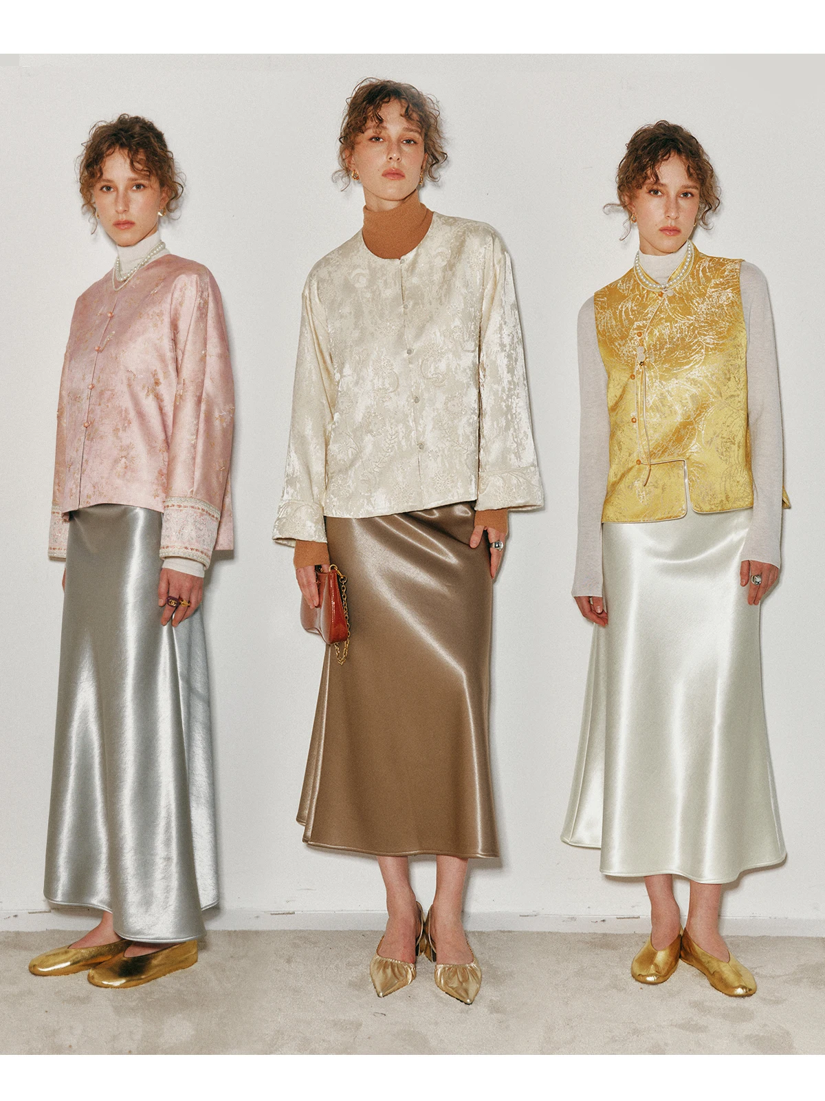 

Юбка миди А-силуэта Thiened Fce из атласного ацетата с эластичным поясом, простая, универсальная, для повседневной носки, женская, модная, весна-осень