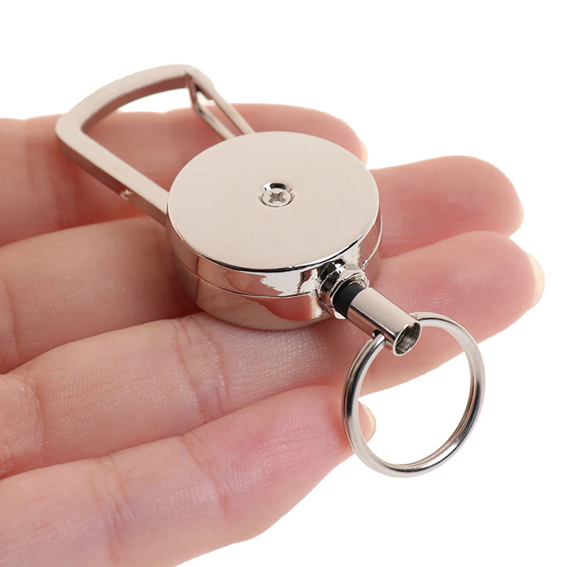 Retractable Pull Key Ring Chain Belt Clip Carabiner Reel Card Badge Holder Recoil Extends To 50cm Swivel-Back Extractable