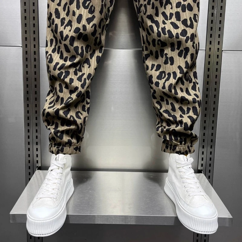 Leopard Print Loose Summer Men's Casual Pants Designer Big Size Streetwear Sale Aesthetic Classic Vintage Cheap Male Trousers